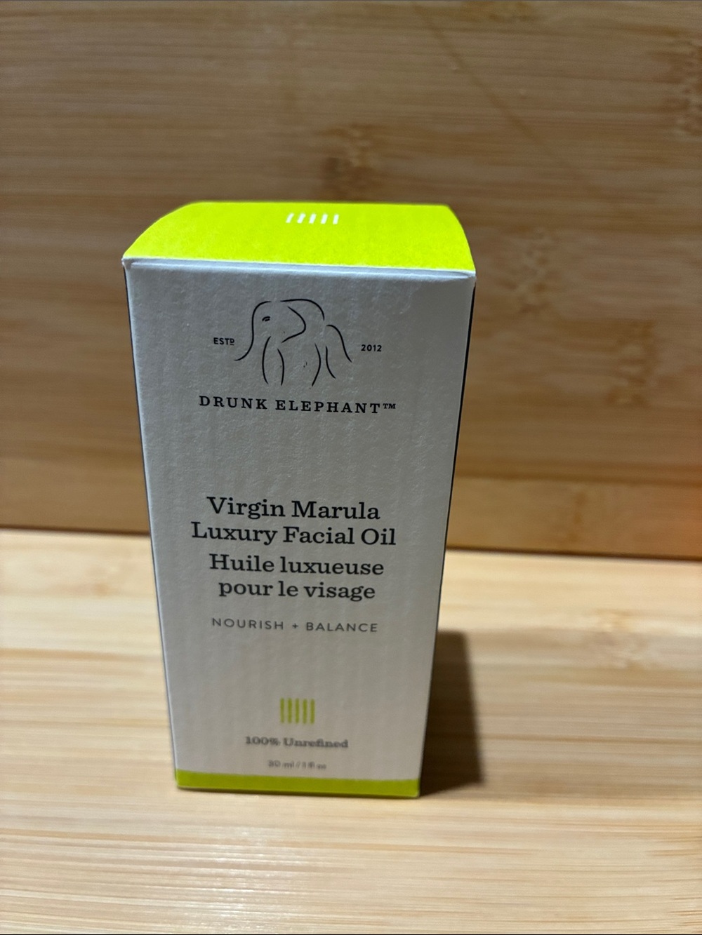 Drunk Elephant Virgin Marula Luxury Facial Oil — Lime Green & White